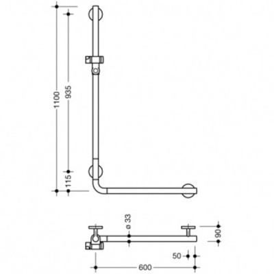 HEWI L-shaped Support Rail with Shower Head Holder | WARM TOUCH